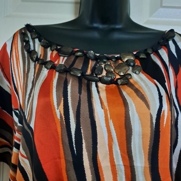 Cato multicolored blouse beaded around neck 5/$25 - Picture 2 of 5